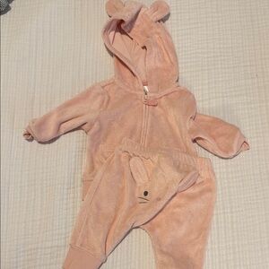 Carter's Pink Plush Hooded Matching Set with Bunny Ears